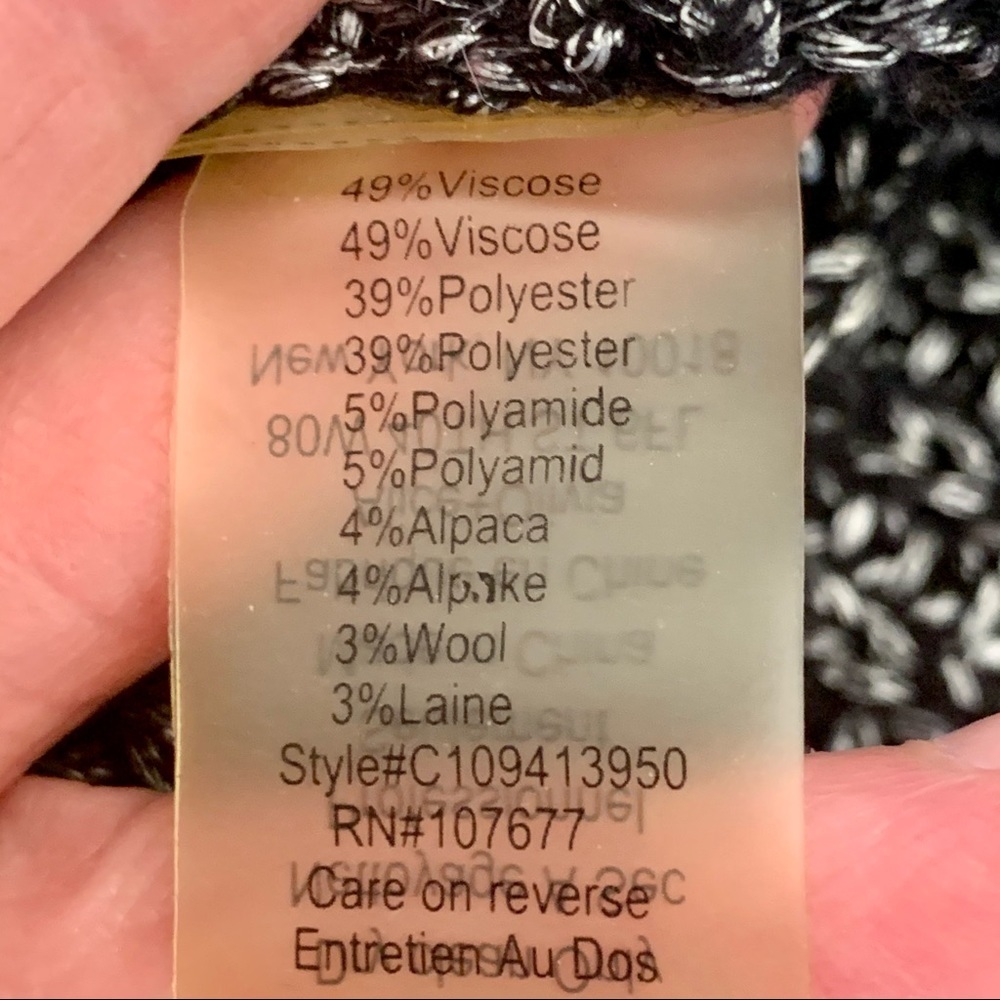 ALICE + OLIVIA Scoop Neck Sweater Black & Silver Metallic Alpaca Wool Knit M - Picture 12 of 15